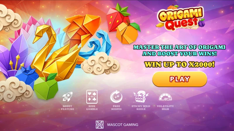 Origami Quest - main screen with reels and origami symbols